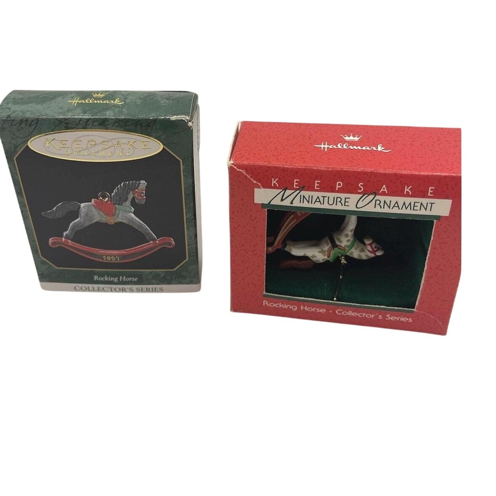Hallmark 1997 1988 Lot Of 2 Miniature Rocking Horse‎ In Series Ornament